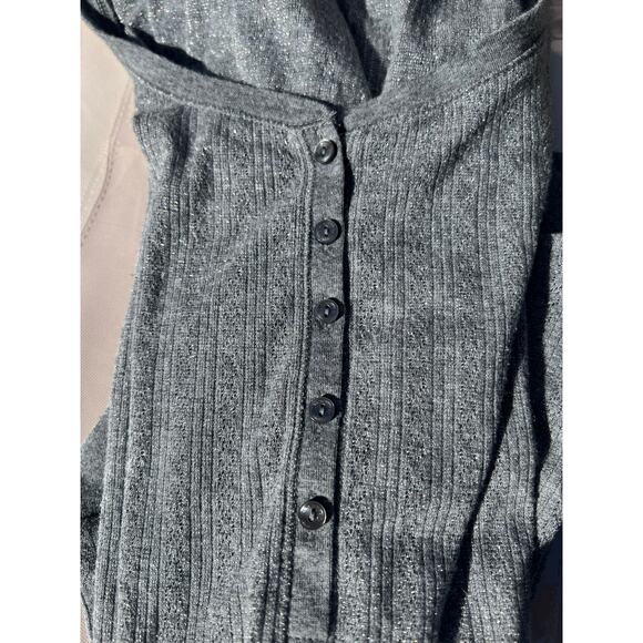 Victoria's Secret Women’s Gray Sparkly Henley Knit Long Sleeve Top Shirt Large - Picture 6 of 8